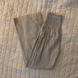 Linen pinstripe wide leg pant